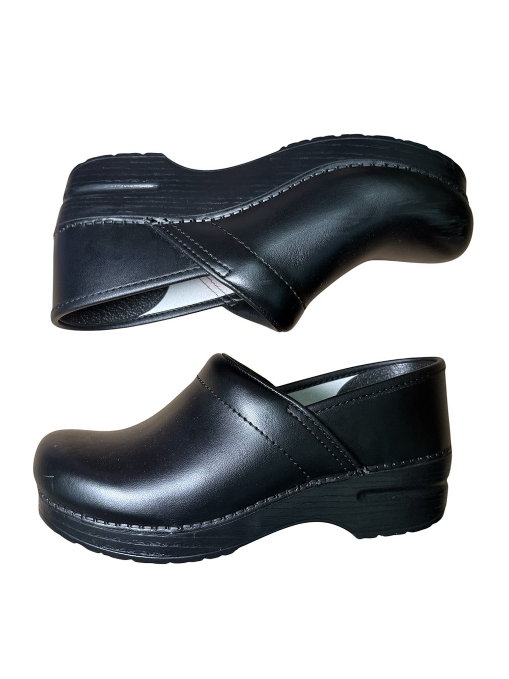Dansko Professional Black Leather Clogs Shoes Wide Width EU 38 US 7.5-8 - Picture 4 of 6